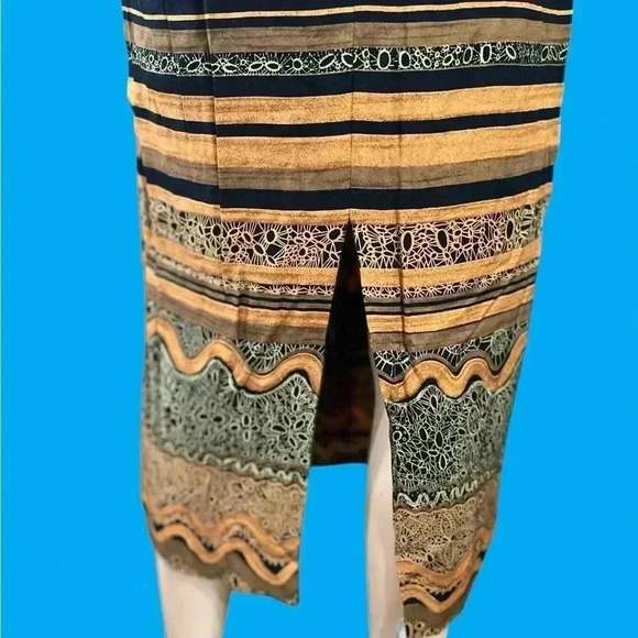 True vintage :Positive Attitude chevron Brown and Tan Knee-Length Sheath Dress-L - Picture 5 of 12